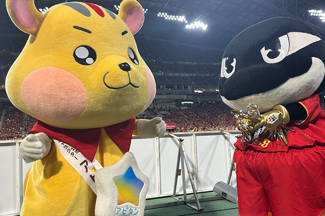 ハーフタイムにアピタンが登場！