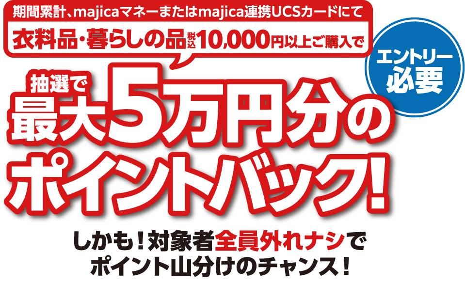 抽選で最大5万円のポイントバッグ