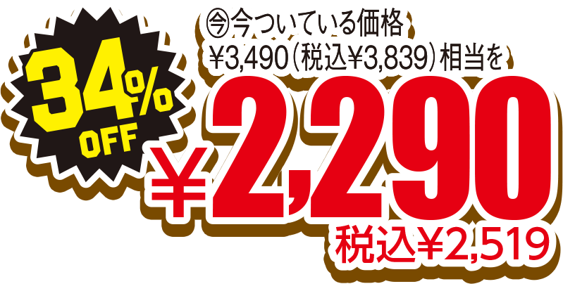 34％OFF 税込¥2,519