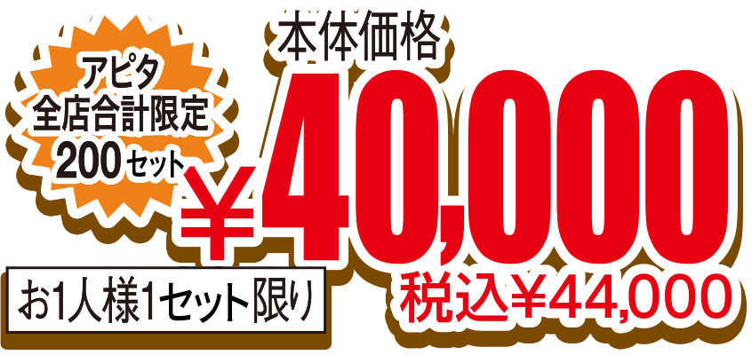 アピタ全店合計限定200台 税込¥44,000