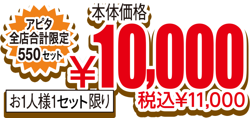 アピタ全店合計限定550台 税込¥11,000