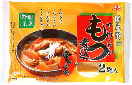 丸善 国産豚のやわらかもつ煮込 辛みそ味(180g×2) ¥398(税込¥430)