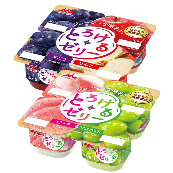 森永乳業 とろけるゼリー(ぶどう+りんご・ピーチ+マスカット、70g×4)