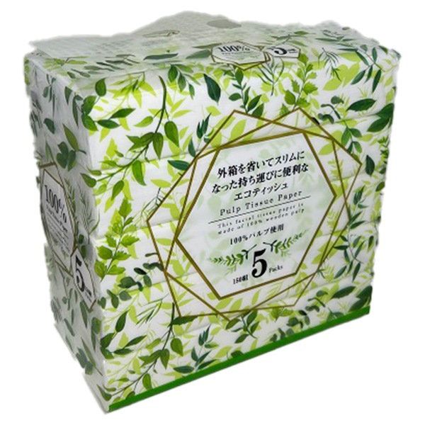 外箱を省いたエコティッシュ(150組×5箱パック)