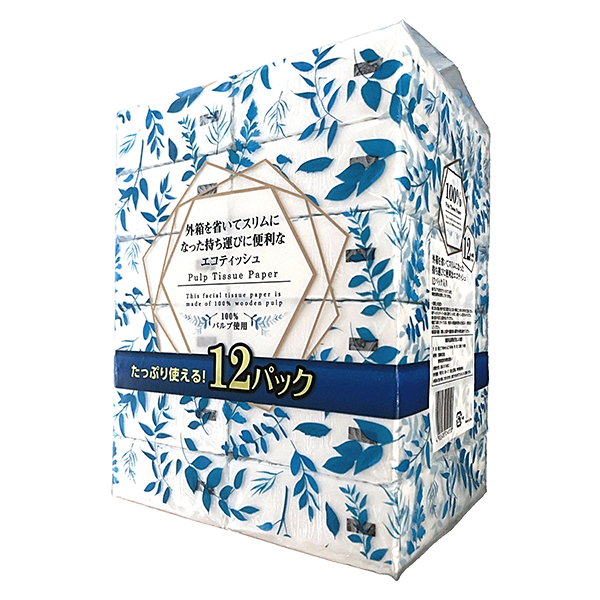 花岡 外箱を省いたエコティシュ12個パック(150組×12個入)