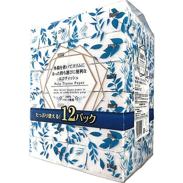  外箱を省いたエコティシュ12個パック(160組×12個入)