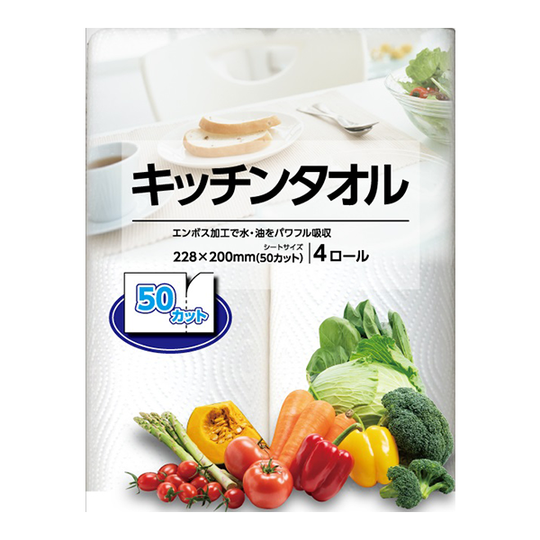 カミ商事 キッチンタオル4ロール(50カット)