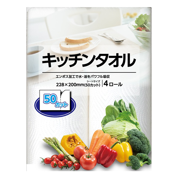 カミ商事 キッチンタオル4ロール(50カット入)