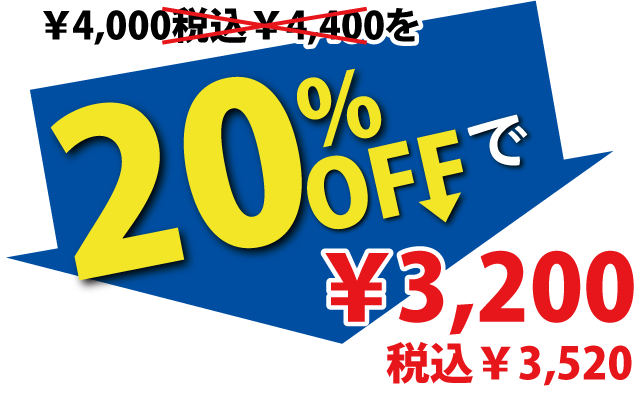 20%OFFで3,200円税込3,520円