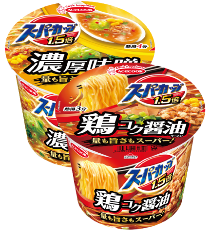 エースコック スーパーカップ1.5倍 しょうゆラーメン109g・みそラーメン129g