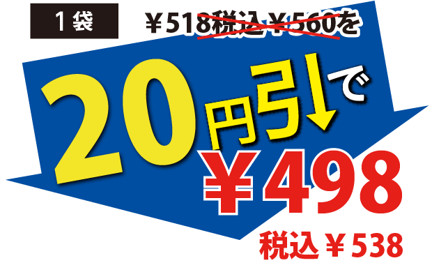 20円引で498円税込538円