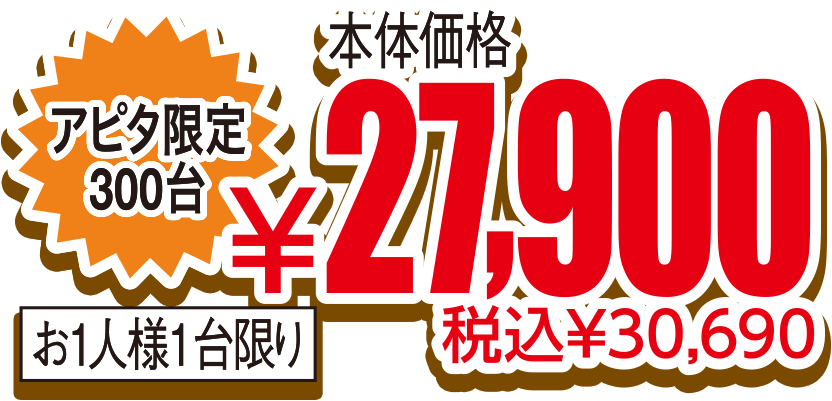 アピタ限定300台 税込¥30,690