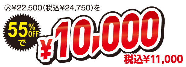 55%OFFで10,000円